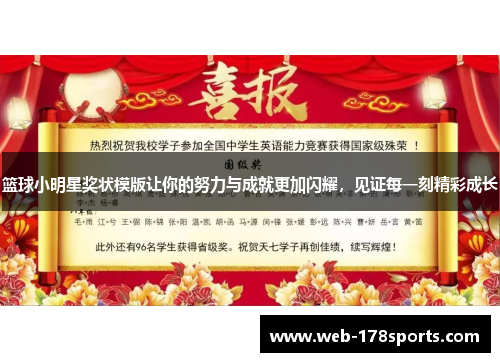 篮球小明星奖状模版让你的努力与成就更加闪耀，见证每一刻精彩成长